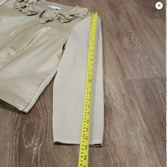 (L) Peter Nygard 100% Leather Knit Detail Metallic Fancy Formal Special Occasion - Picture 6 of 9